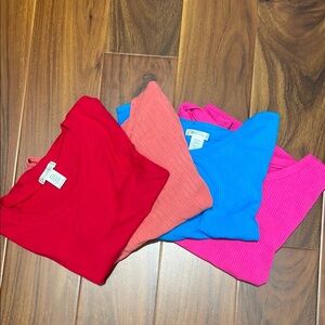 Colorful Ribbed Knit Tops Set